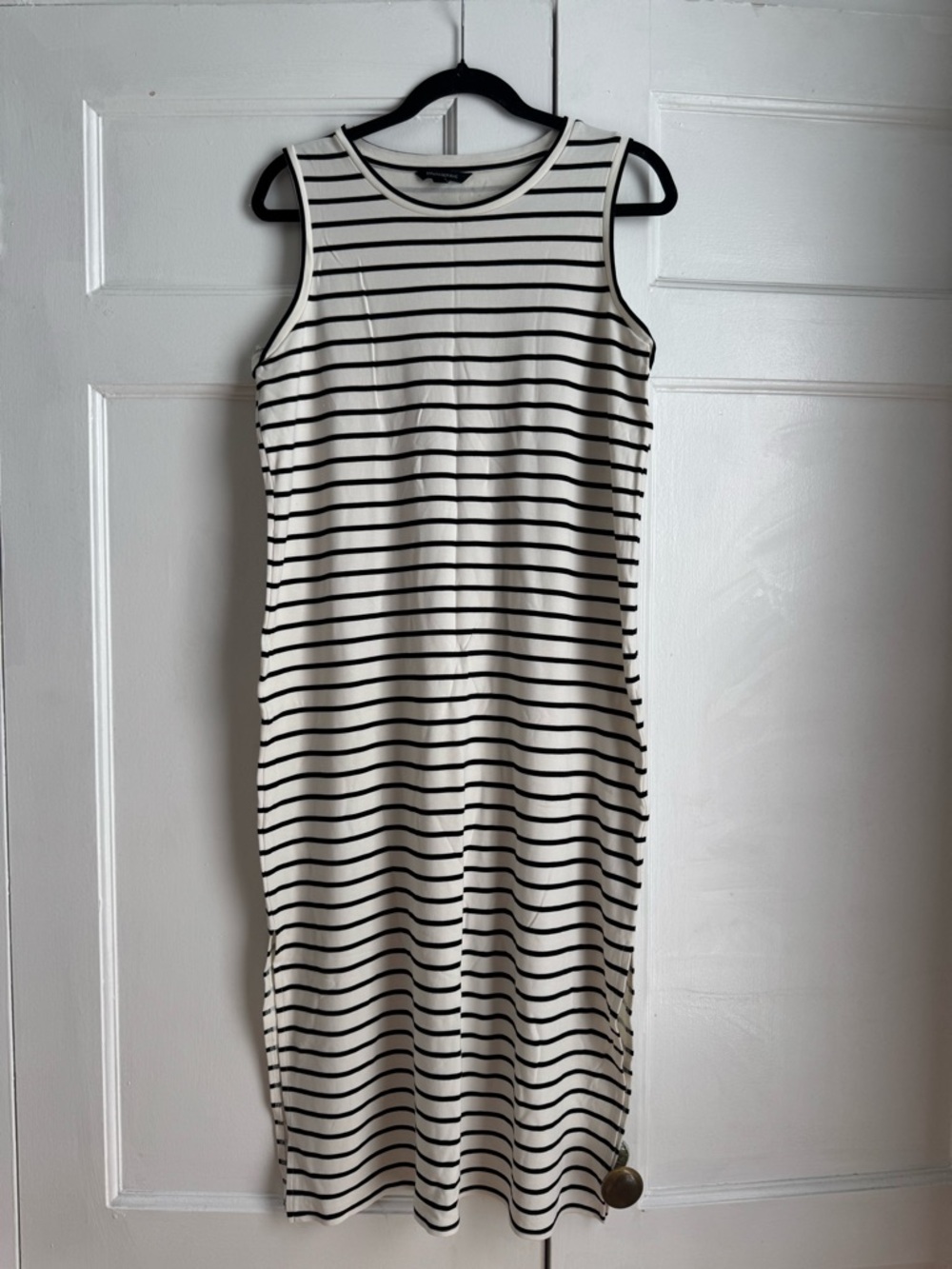 Banana Republic Striped Sleeveless Midi Dress - White & Black